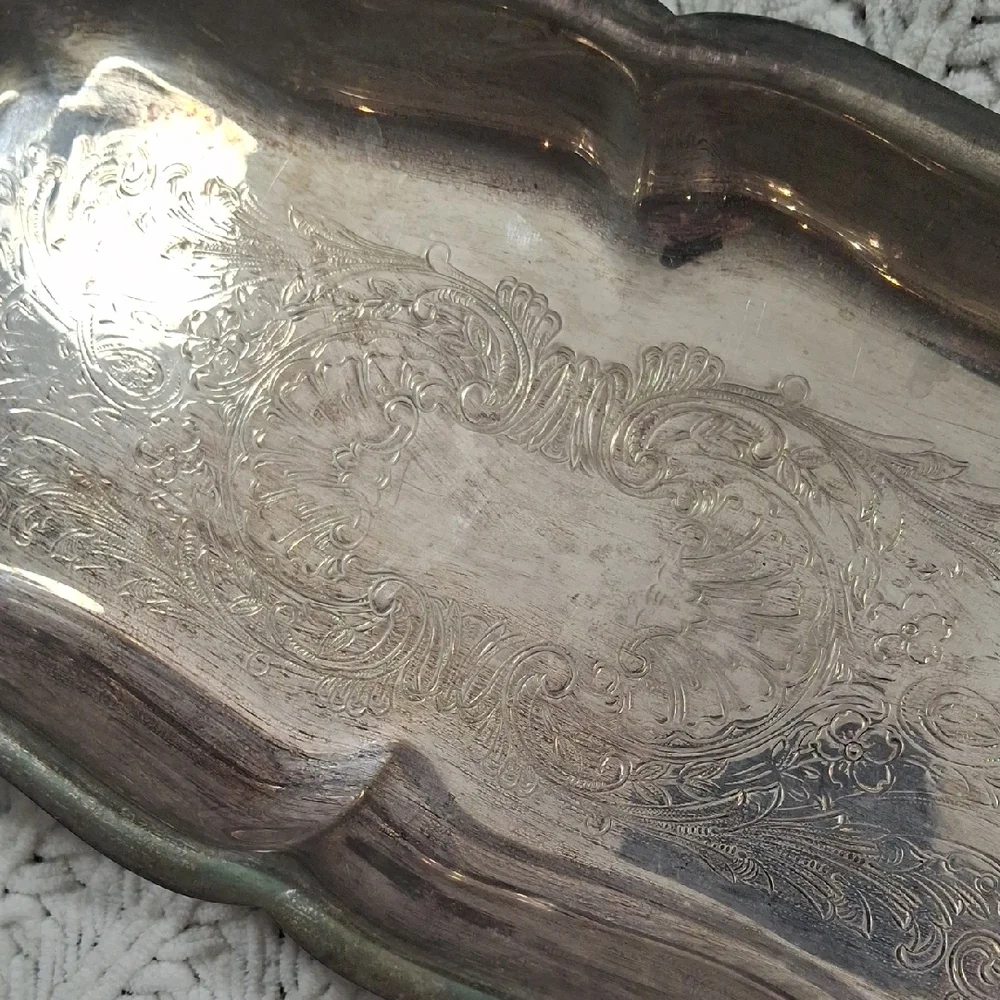 Elegant Silver Tray for Home Bath